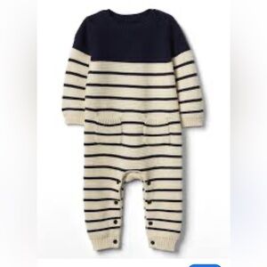 GAP Navy and Cream Striped Footie